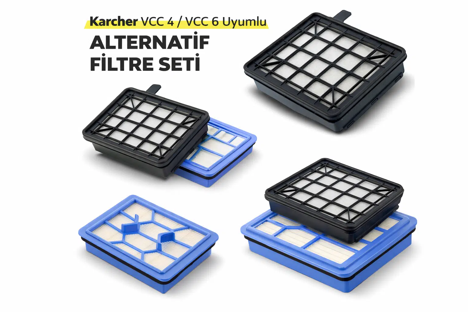 Karcher VCC 4 / VCC 6 Uyumlu Filtre Seti – Alternatif Yüksek Performans Süpürge Filtresi HEPA Filtre
